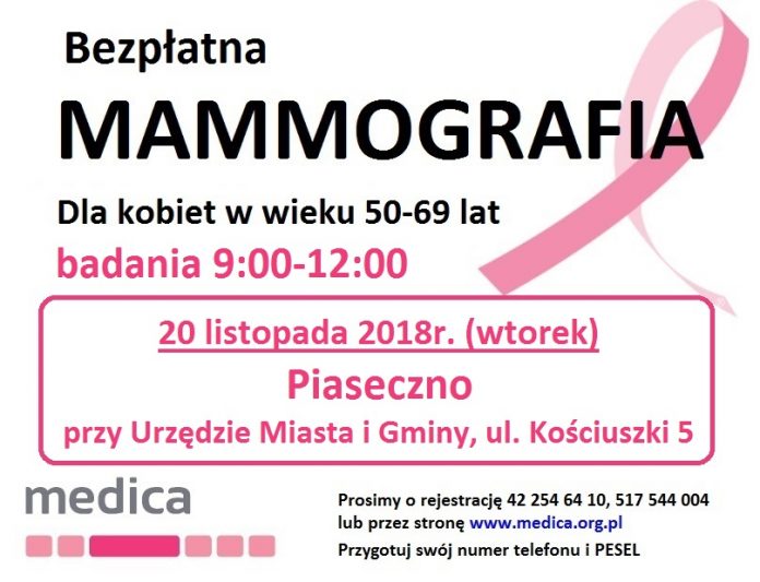Bezpłatna mammografia w Piasecznie